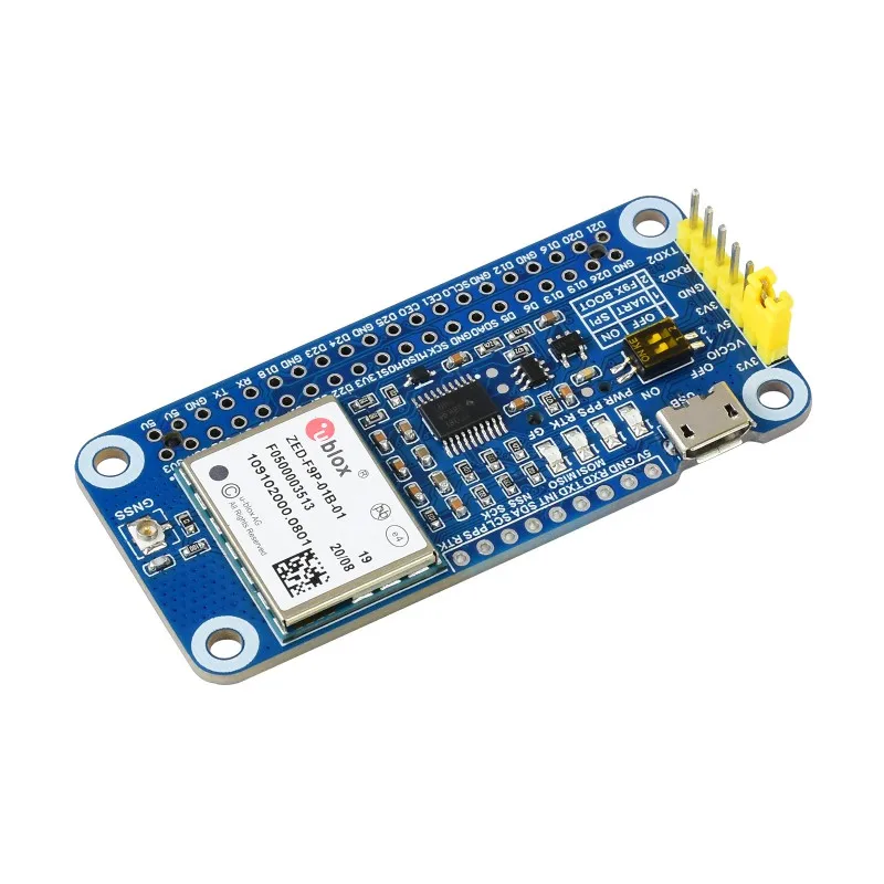 

ZED-F9P GPS-RTK HAT for Raspberry Pi, Centimeter Level Accuracy, Multi-Band RTK Differential GPS Module