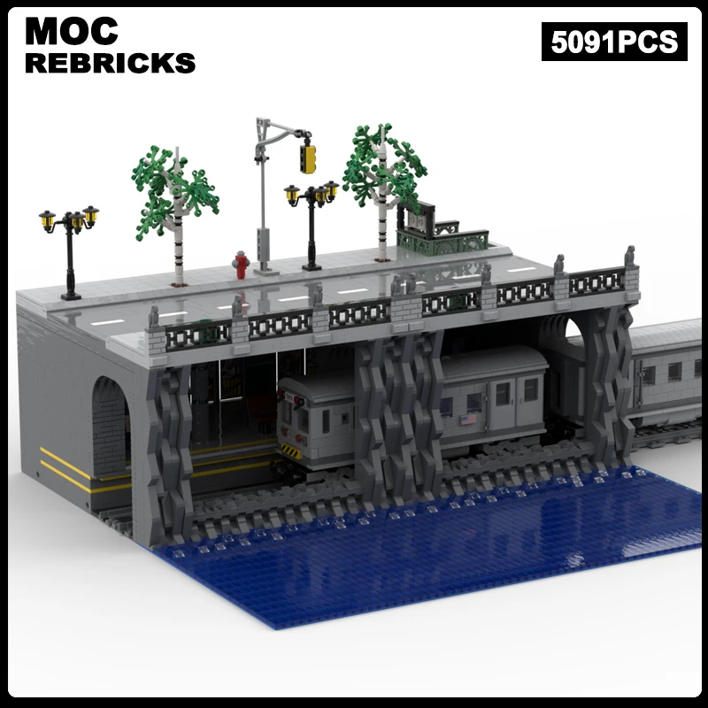 

MOC Urban Transportation Subway Station With Metro 1DIY Building Blocks Model Technical Bricks Assembly Toys Children Gifts