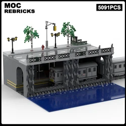 MOC Urban Transportation Subway Station With Metro 1DIY Building Blocks Model Technical Bricks Assembly Toys Children Gifts