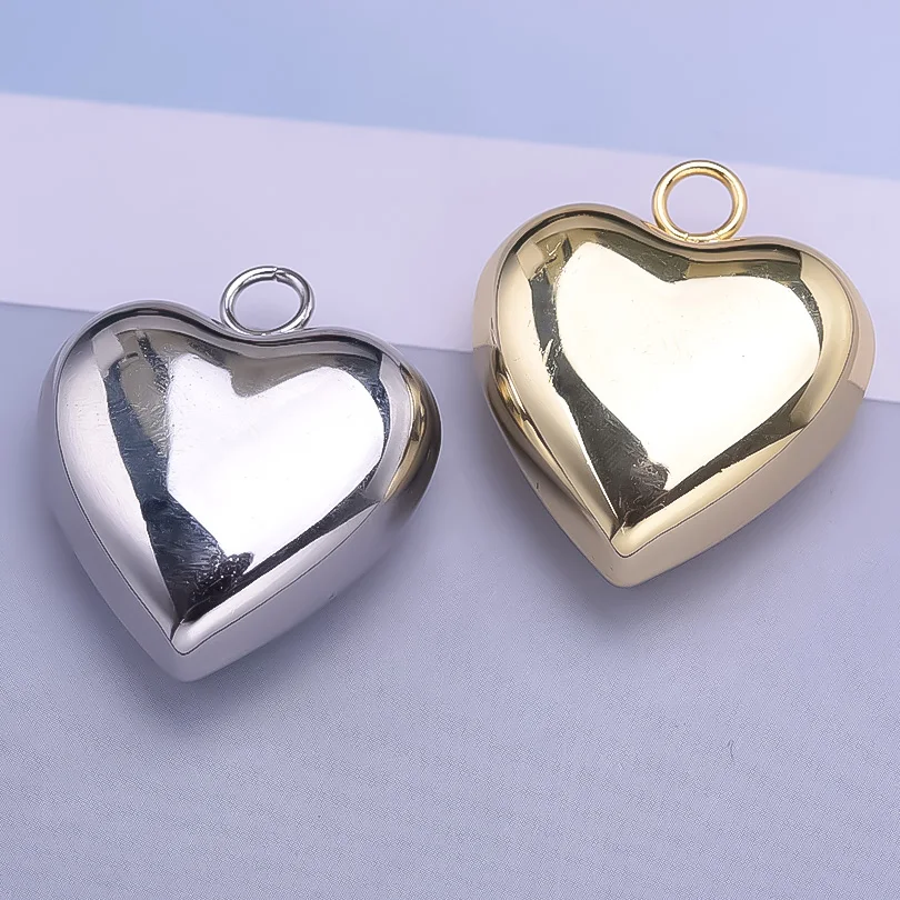 4pcs New Big Heart Acrylic Charms Love Romantic Pendants For Making Diy Jewelry Handmade Stainless Steel Accessories Necklace