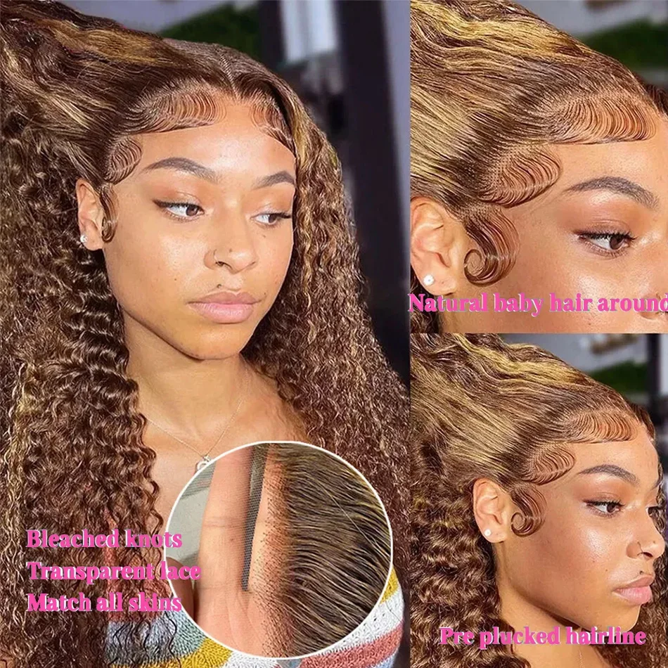 250 Dichte Highlight Perücke Menschenhaar Ombre HD 13x6 Deep Wave Lace Frontal Perücke brasilia nische 13x4 Wasserwelle lockige Perücken für Frauen