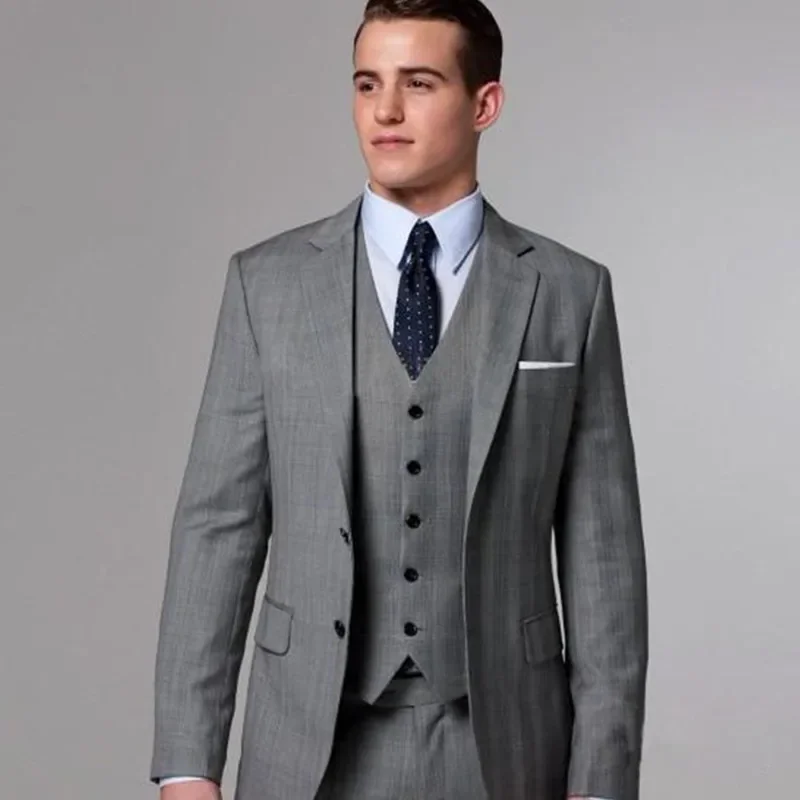 

Formal Business Men Suits Slim Fit Notched Lapel Wedding Groom Tuxedo Prom Male Blazer 3 Pieces (Jacket+Pants+Vest) 2024