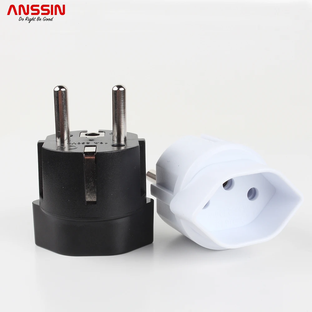 Swiss To Eu German French Adapter Plug With 16A Fuse And Safety Shutter, Available In White And Black