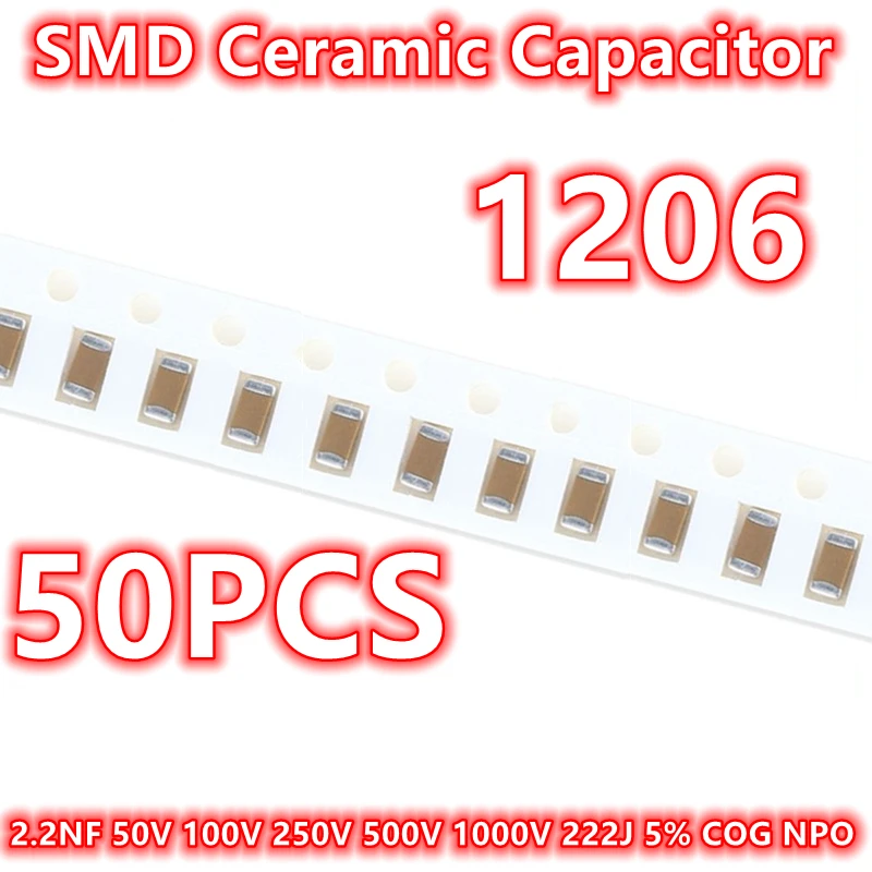 (50 шт.) оригинальный керамический конденсатор IC 1206 10NF 50V 100V 250V 500V 1000V 103K 10% X7R SMD