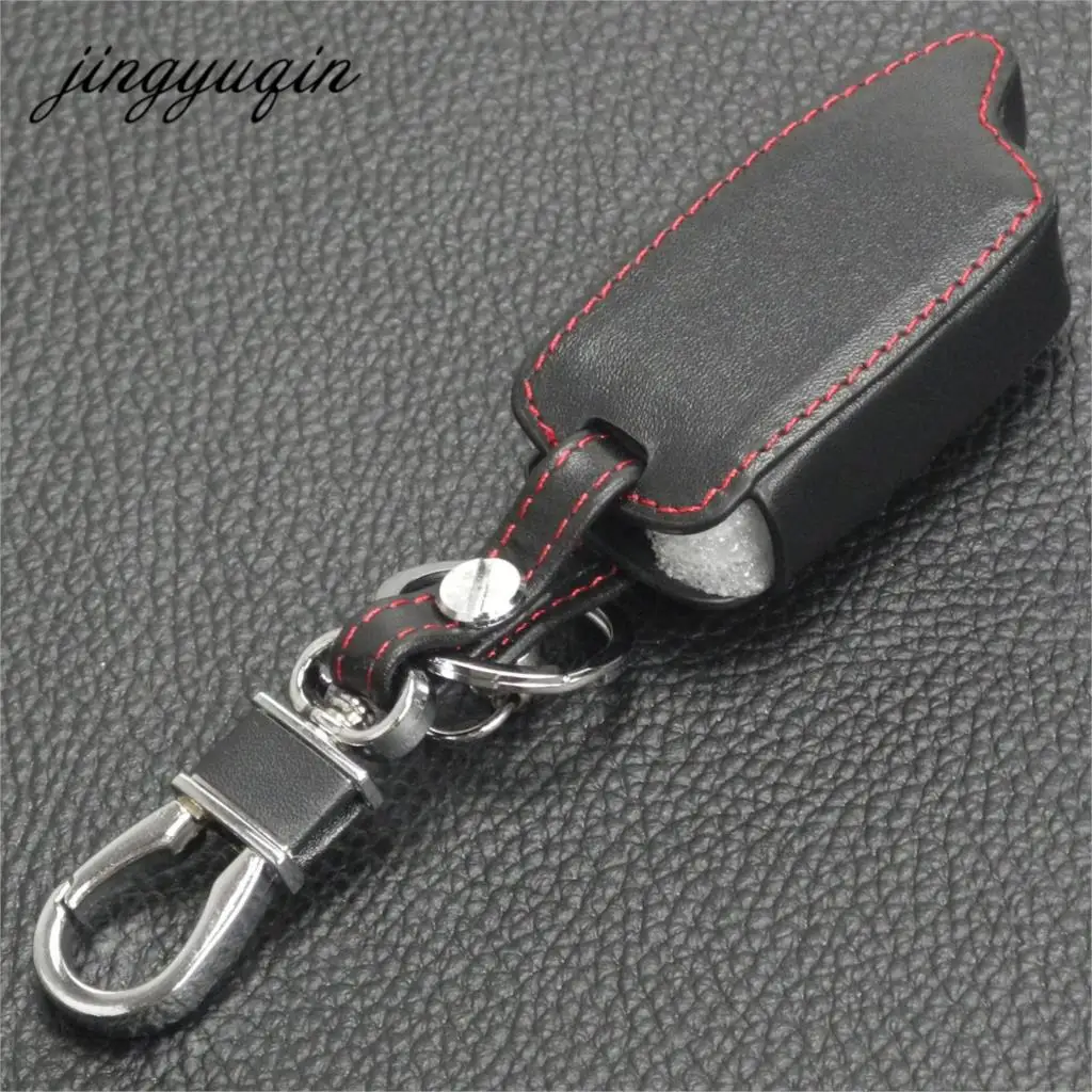 jingyuqin New Leather Key Case For Tomahawk TW9010 TW9020/TW4000/TW701 LCD Remote keychain Fob Cover Two Way Car Alarm System