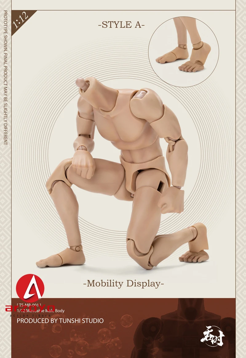 TUNSHI STUDIO 1/12 Scale Action Male Body TS-MB-001/TS-MB-002 With