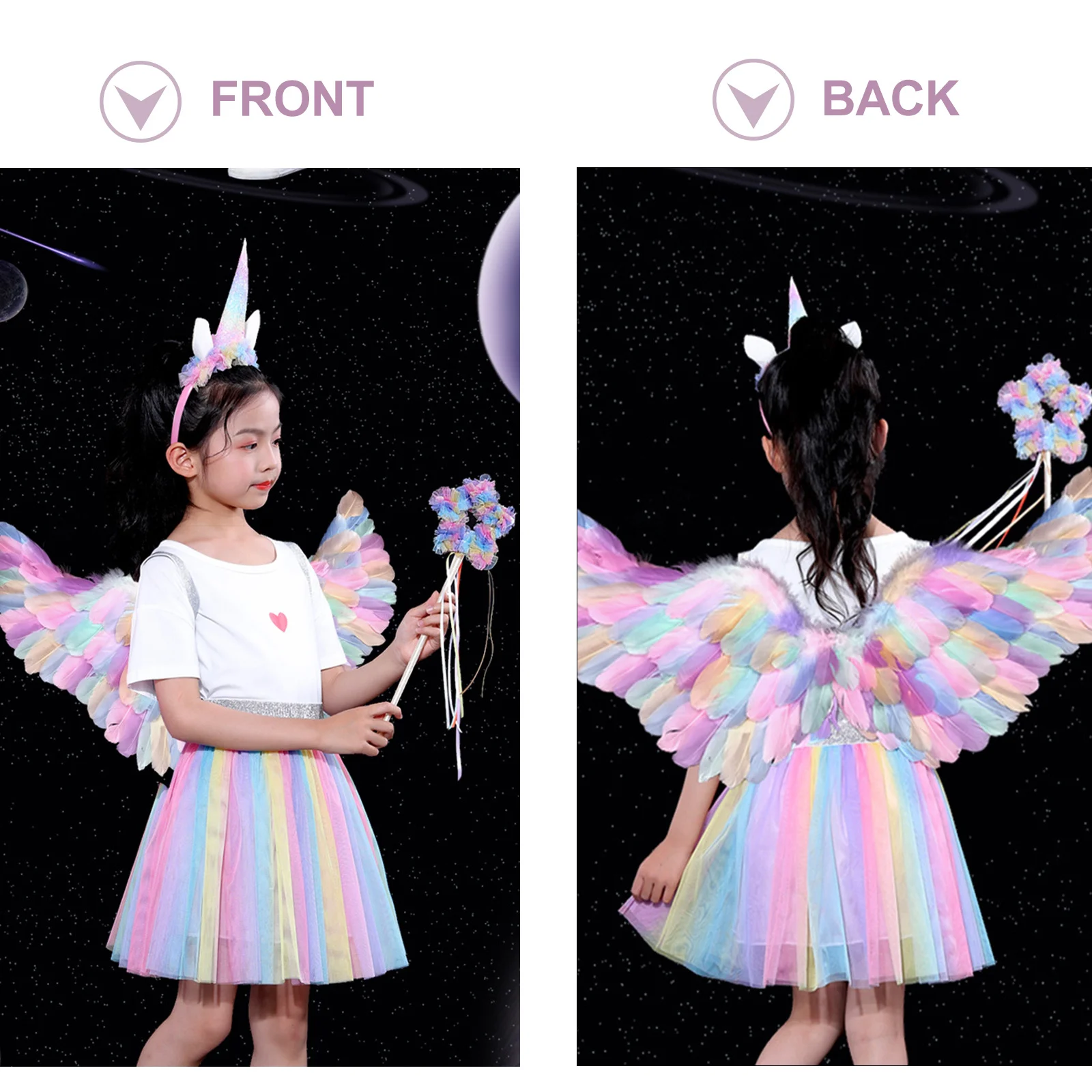 1 set Unicorn Horn Headband Fairy Wings Kids Costume Accessory For Children Party Cosplay Dress Up Unicorns Hairhoop Angel Wing
