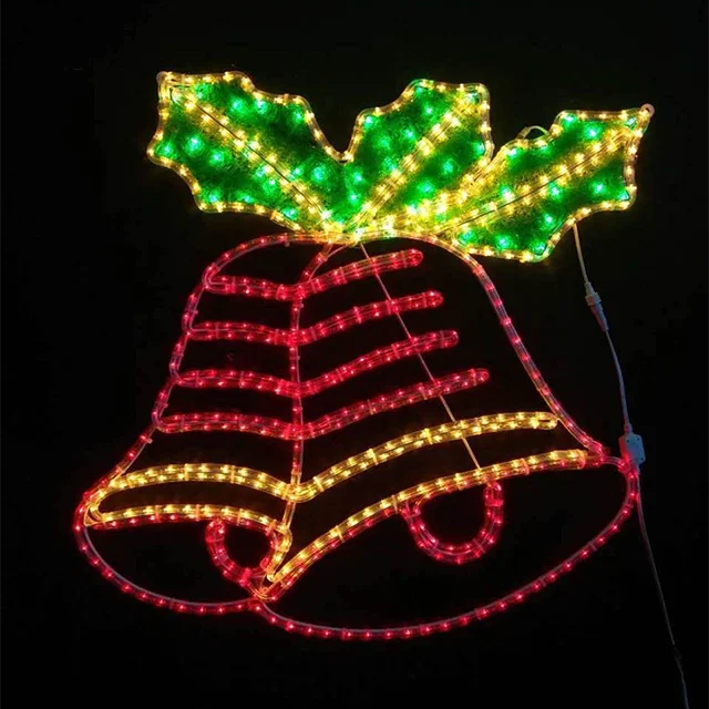 

2023 New Outdoor Christmas Decoration Items 2D Bell Xmas Rope Motif Lights