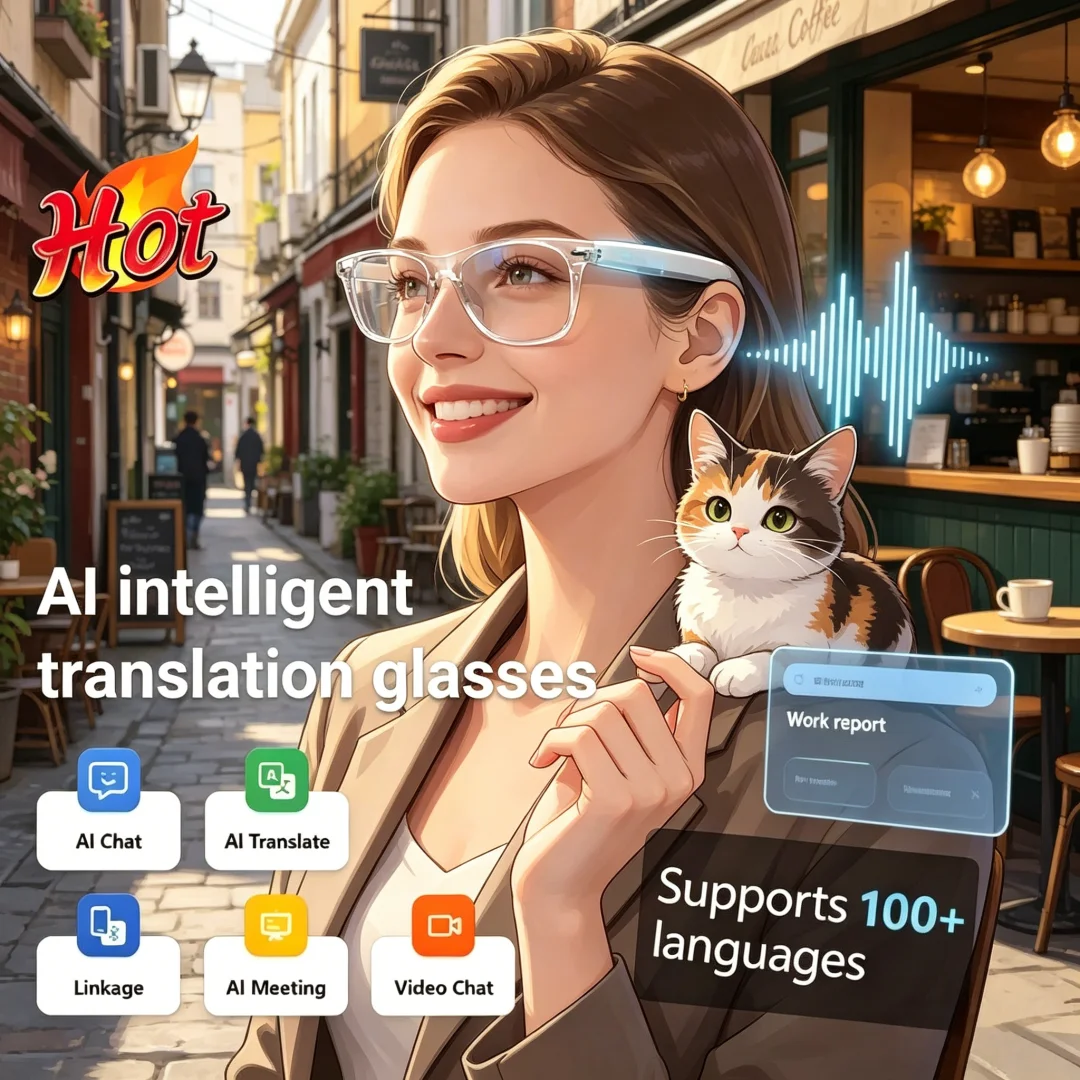 

Luminiferous AI Smart Glasses AI Translation 100+ Languages Make Receive Calls Music Calling Noise Reduction Light BT TWS Glasse