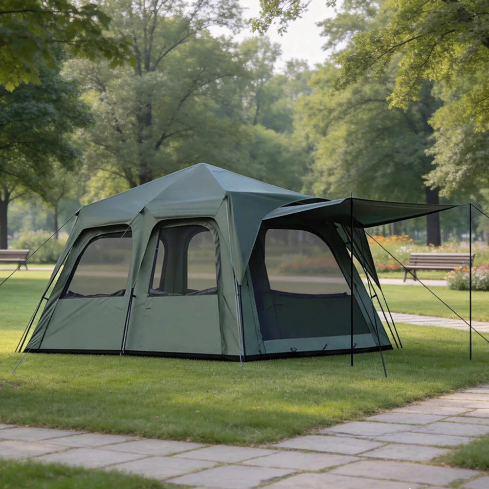 

Instant 6-8 Person Camping Tent with Porch, Large Family Cabin Tent with 2 Rooms, Tall & Spacious 60s Easy Setup, Waterproof