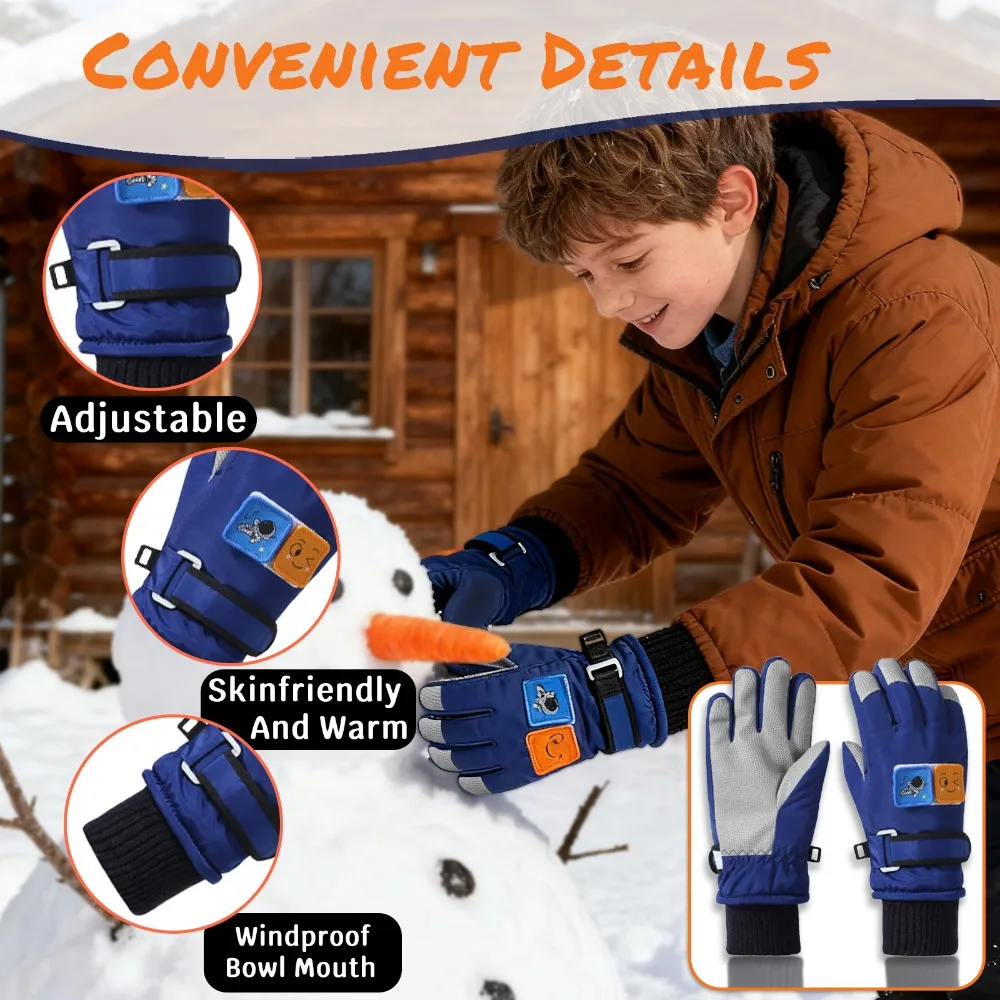 قفازات الثلج للأطفال للأولاد والبنات - شتاء دافئ مع قبضة مضادة للانزلاق وتصاميم لطيفة لركوب الدراجات ولعب الثلج والتزلج #4