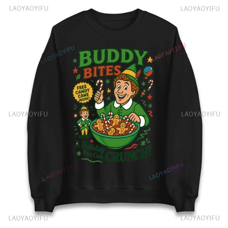 

Рождественский джемпер Buddy The Elf Bite, забавный рождественский свитшот, Рождественский свитшот, новогодняя вечеринка, пуловер унисекс