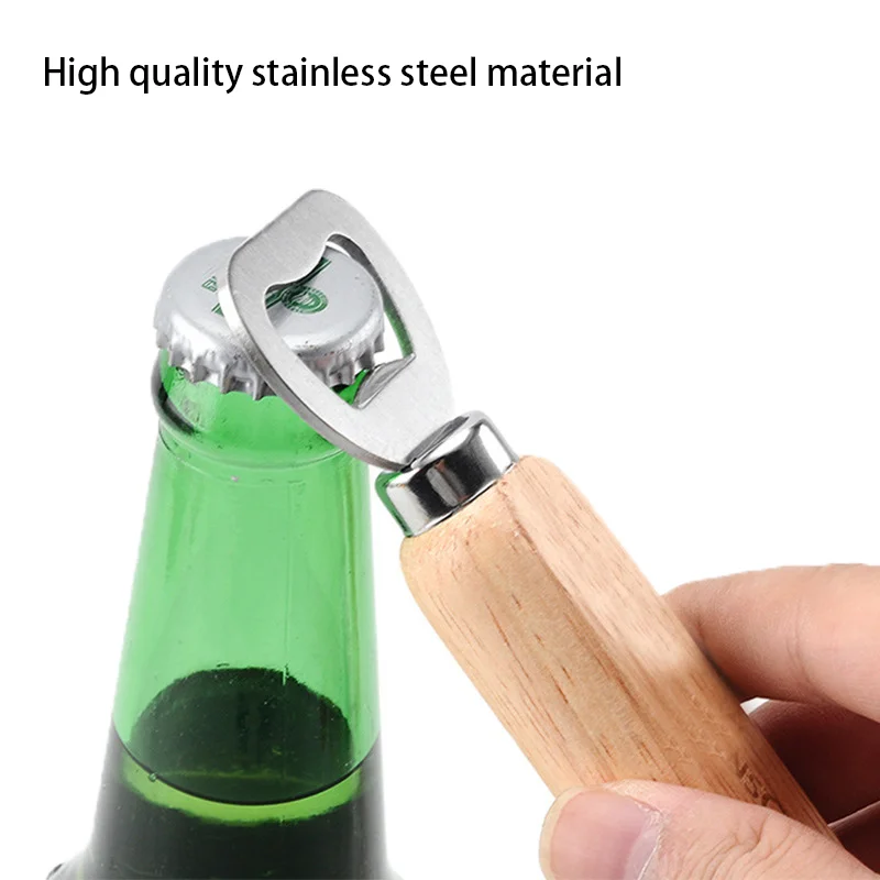 

Wooden Handle Beer Bottle Opener Made of Solid Wood Stainless Steel Material Wine Opener