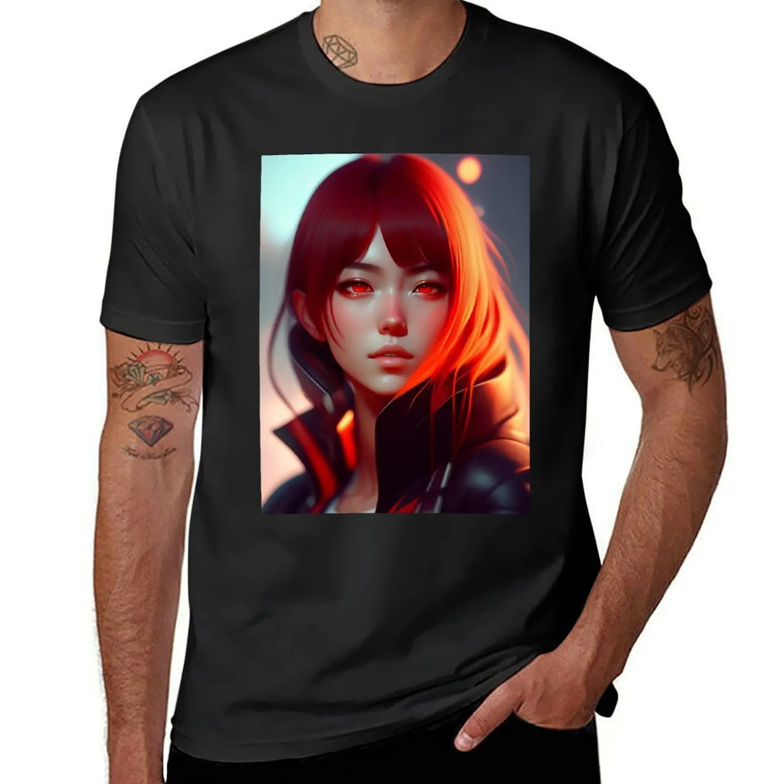 Cute Creatures Clothing Stablediffusion's AI-Drawn Anime Girls: A Blend of Imagination and Technology T-shirt sweat men t shirt