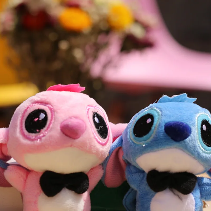 Disney Lilo and Stitch Plush Doll Keychains Stitch Soft Stuffed Toys Cartoon Bouquet Accessories Pendant Wedding Decoration Gift