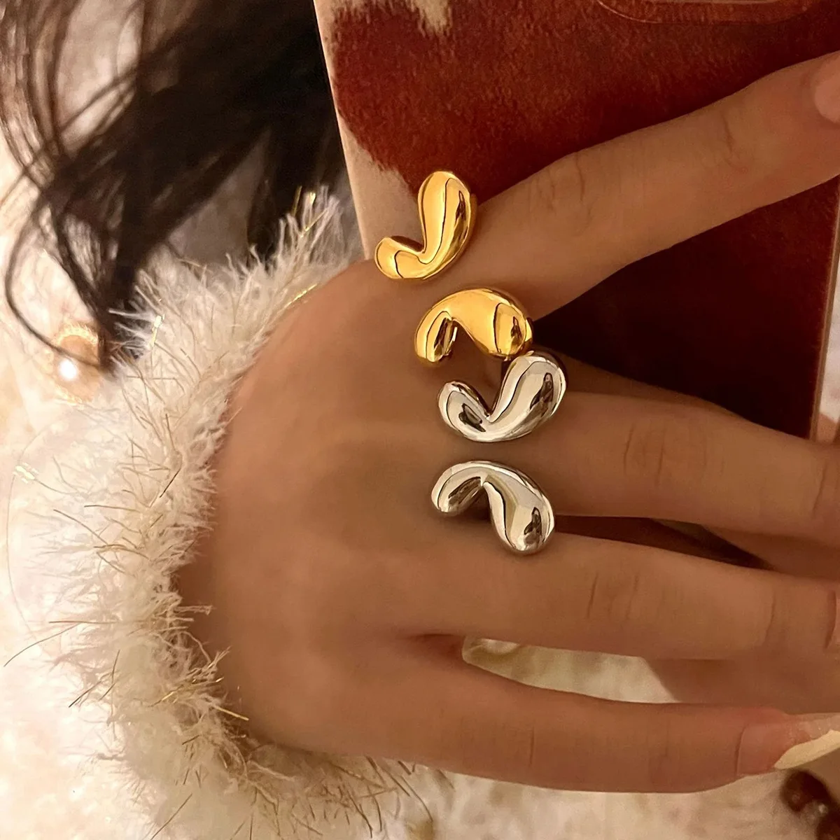 

Stainless Steel PVD 18K Gold Plated Tarnish Waterproof Wings Rings For Woman Jewelry Wholesale INS