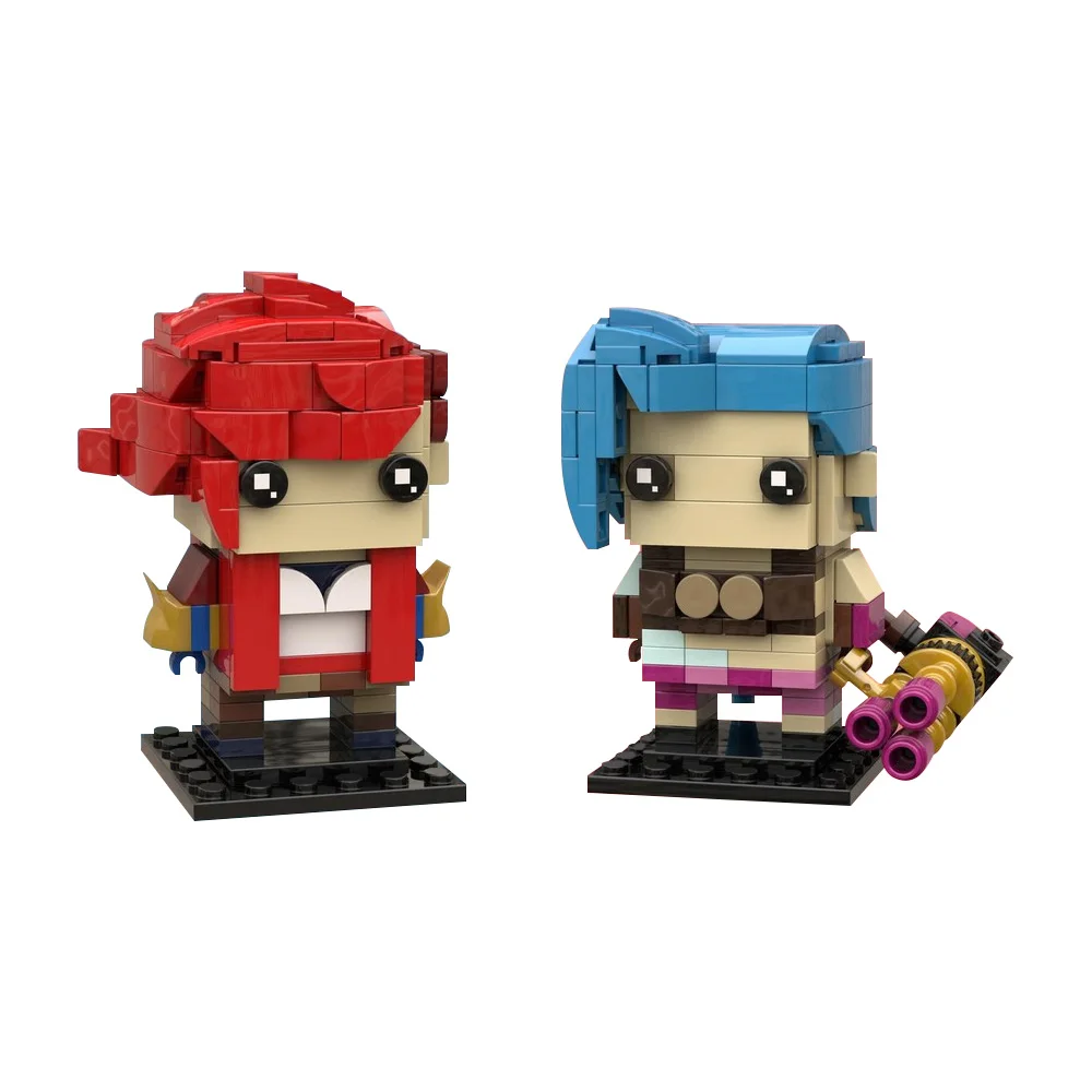 

MOC Heros Game Jinx Vi Arcanes BrickHeadzs Building Blocks Model Arcane Caitlyn Character Bricks Assembled Toy Children Gift