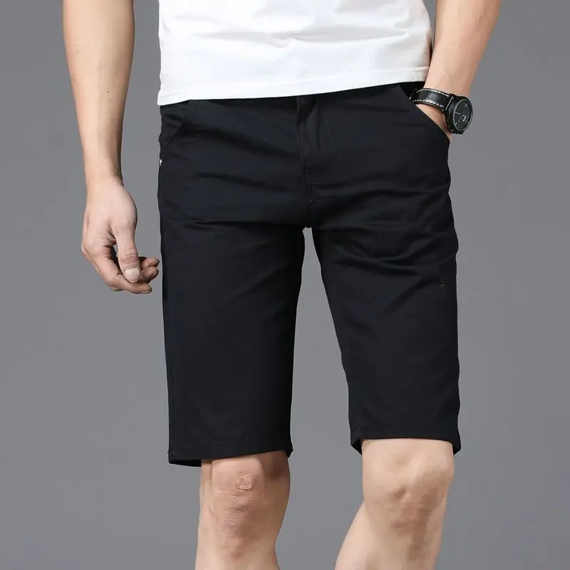 Pantalones cortos finos de algodón para hombre, ropa informal, transpirable, a la moda, para la playa, traje de verano