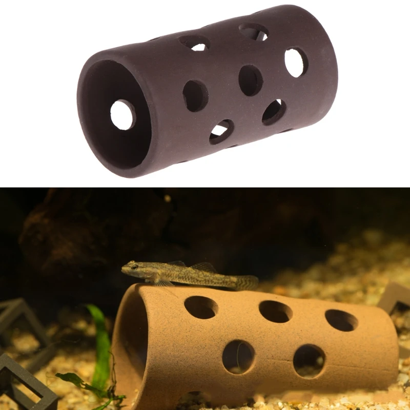 D0AD Aquarium Decoration Tube Cave Ceramic Shelters Shrimp Mini Habitat Breeding House Fish for Tank Decor for Betta Hiding