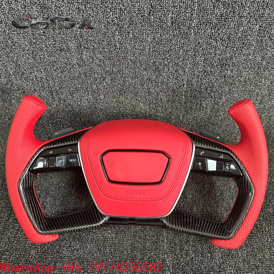 

for A3 A4 A4L A5 A6L Q3 Q5 R8 A7 Car Steering Wheel Aircraft Track Perforated Leather Carbon Fiber Steering Wheel