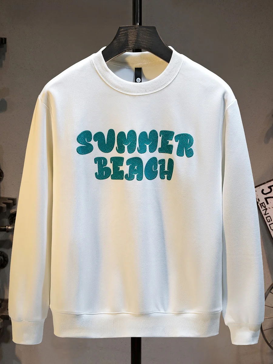 

Модный свитшот с круглым вырезом и принтом, с длинными рукавами, спортивный, повседневный, базовый слой, для мужчин, парный, универсальный, из хлопка и полиэстера.