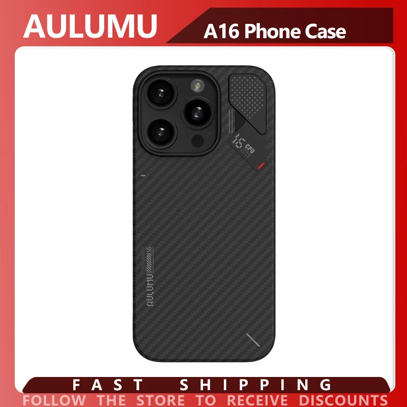

AULUMU A16 Phone Case for IPhone 16 Pro Max Ultra Slim Aramid Fiber Case Lightweight Cooling Aluminum Camera Frame MagSafe Case