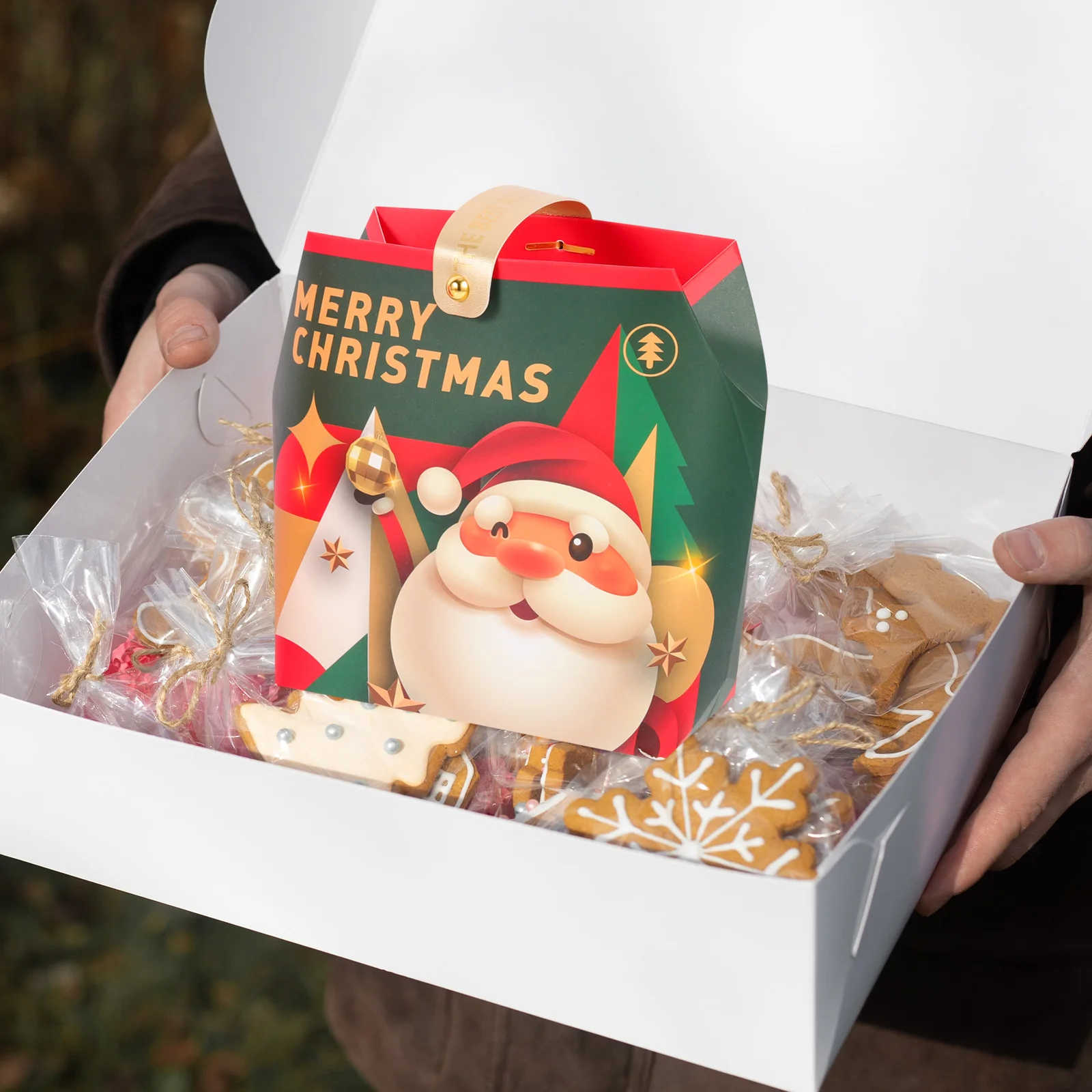 

8pcs Christmas Gift Boxes Lovely Candy Packing Boxes Xmas Party Storage Cases Snack Wrapping Bags Handheld Portable Packaging