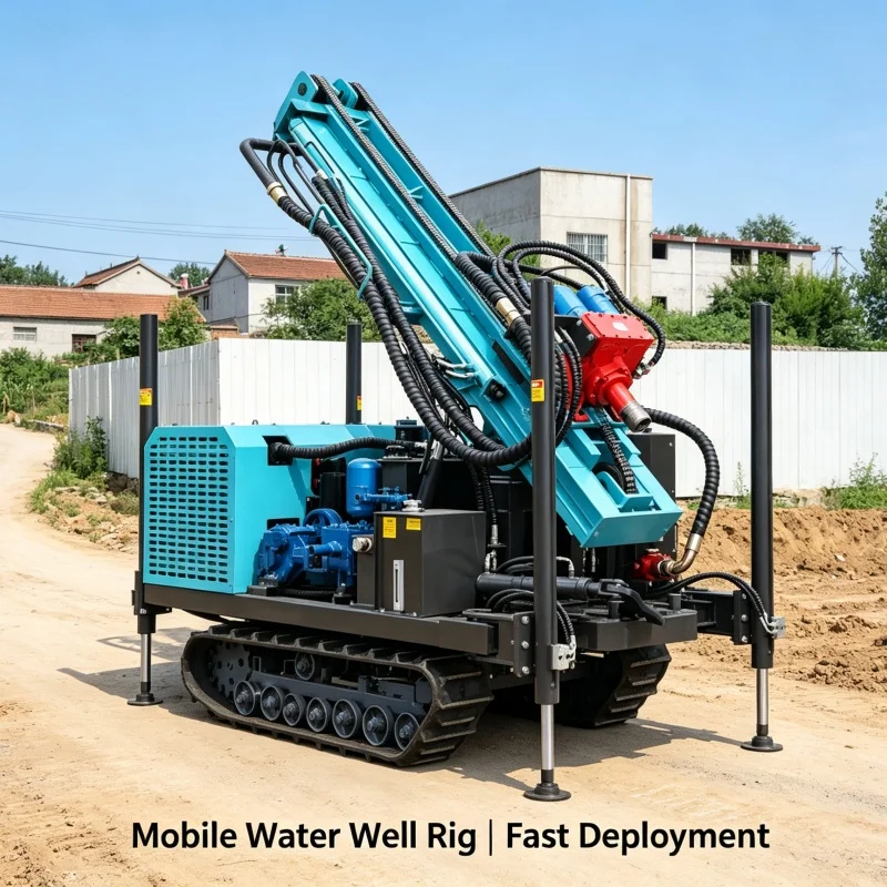Customized Hot Selling Small Crawler Water Well Drilling Rig with Hydraulic Outriggers for Orchard Water Intake