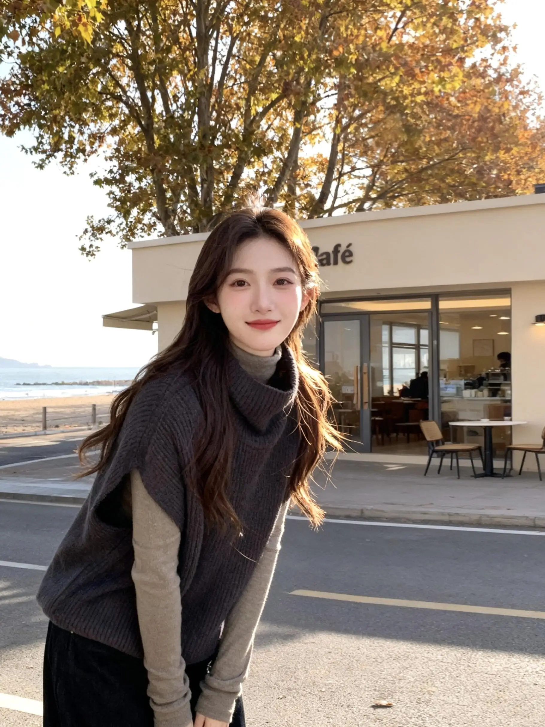 

Вязаный жилет в стиле ретро с высоким воротником, универсальный, для женщин, осенне-зимний, для многослойных образов, повседневный, с эффектом высокого класса