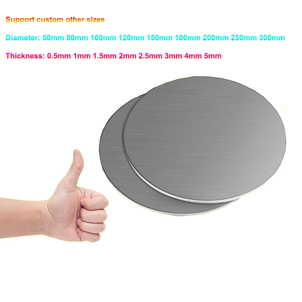 1pcs 304 Stainless Steel Round Plate Disc Diameter 50/100/150/200/250mm Circular Sheet Round Disk Thick 0.5/1/1.5/2/2.5/3/4/5mm