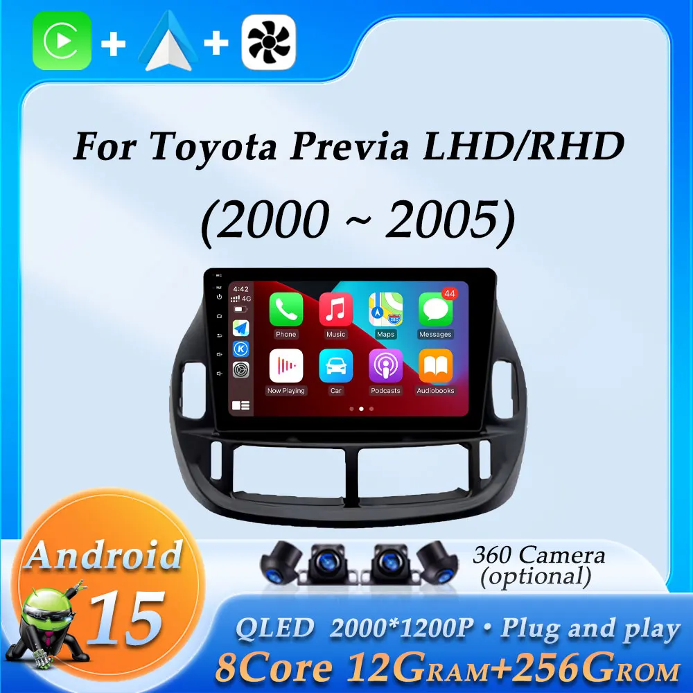 

Car Radio Video Multimedia Audio Player for Toyota Previa LHD/RHD 2000 - 2005 Wireless CarPlay Split Screen DSP Stereo GPS Navi