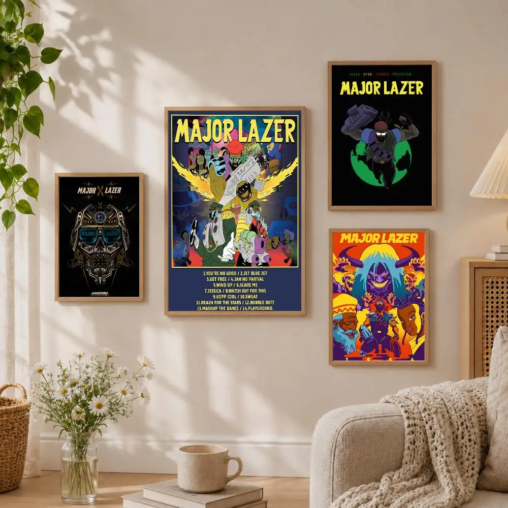 M-Major Lazer Poster Stickers HD Painting Self-Adhesive Art for Bedroom Living Room Home Decor Wall Decals Gift