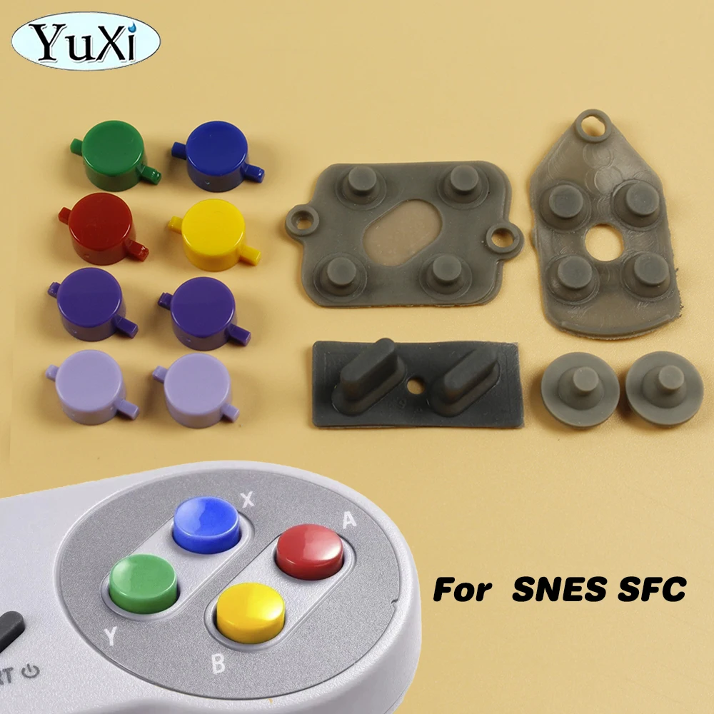 1Set For SNES ABXY Buttons Conductive Rubber Pad Set For Nintend Super Famicom  SFC Controller A B X Y DIY Plastic  Key Kit