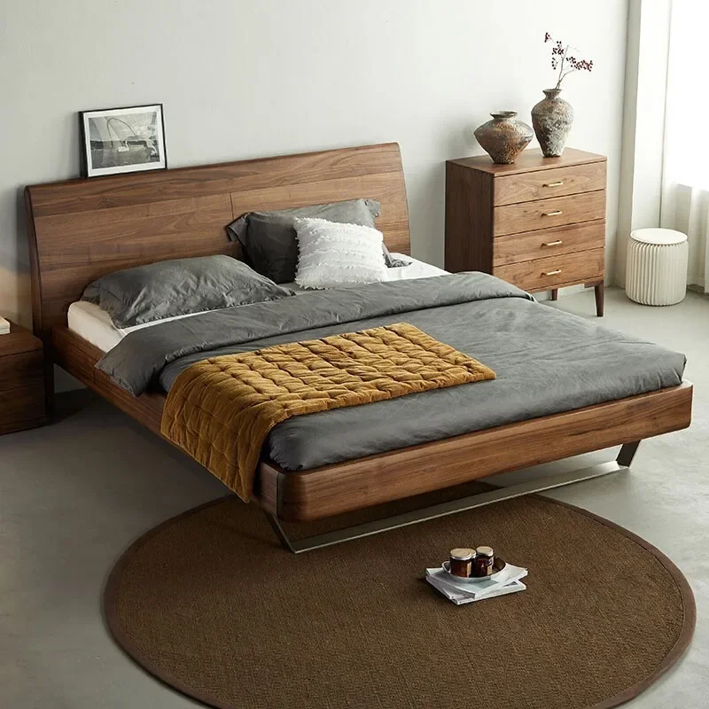 

The product can be customized. North American black walnut bed Italian minimalist double bed