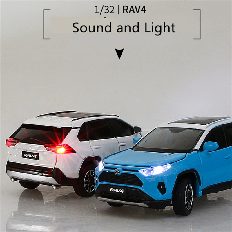 1:32 TOYOTA RAV4 SUV Alloy Car Model Diecasts Metal Toy Vehicles Car Model Simulation Sound Light Collection Toy Gift