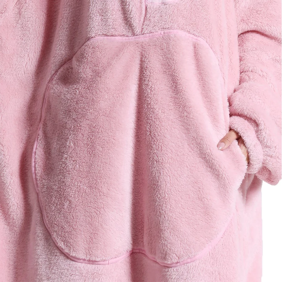 Plus Size Sweatshirt Pink Purple Oversized Blanket Hoodie for Couples Winter Men Hoodies Long Sherpa Fleece Women Clothes