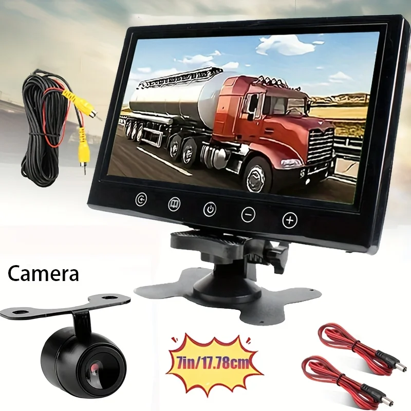 17.78cm New Touch Button Monitor +Car Rear View Camera Kit, for Trailers- Universal Fit for Truck, Pickup, Trailer, Van, Bus, RV