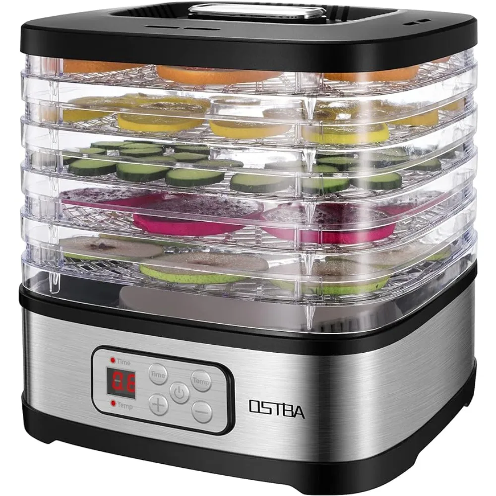 OSTBA Food Dehydrator Machine Adjustable Temperature & 72H Timer, 5-Tray Dehydrators for Food and Jerky, Fruit, Dog Treats