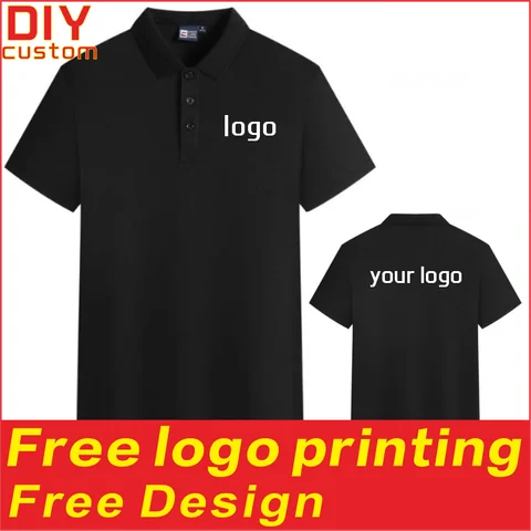 Solid color wrinkle resistant men's and women's T-shirt shirt polo shirt printed logo embroidery breathable workwear customizati