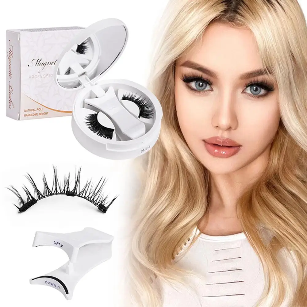 حار 1 زوج الرموش المغناطيسية اليدوية رقيق فو المنك جلدة قابلة لإعادة الاستخدام الرموش الصناعية الطبيعية وملاقط المغناطيسي مجموعة ماكياج #3