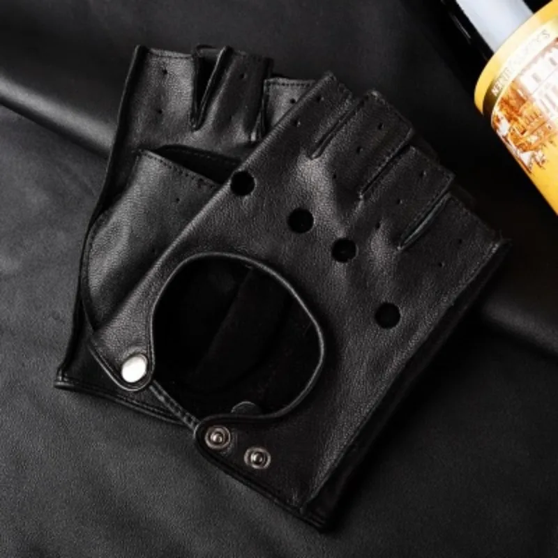 Autumn Winter Men Gentlemen Classic Leather Driving Warm Genuine Sheepskin Gloves Mittens
