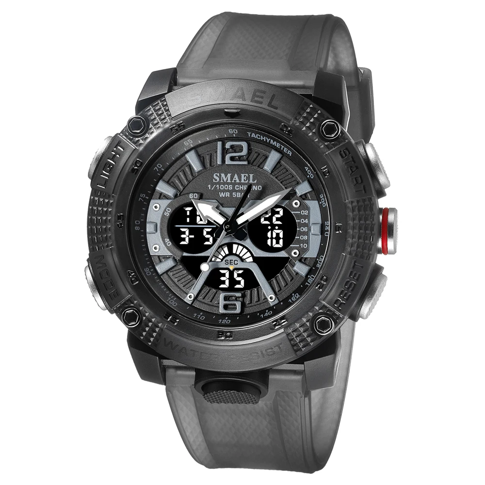 Men's Digital LED Display Sport Watch, Translucent Strap