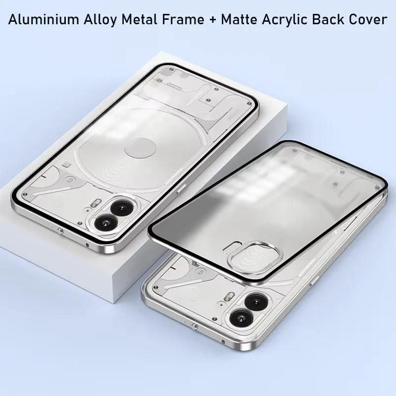 

For Nothing Phone 2 2A Case Aluminium Alloy Metal Frame Bumper For Nothing Phone 2A 2 Matte Acrylic Back Cover Coque Fundas