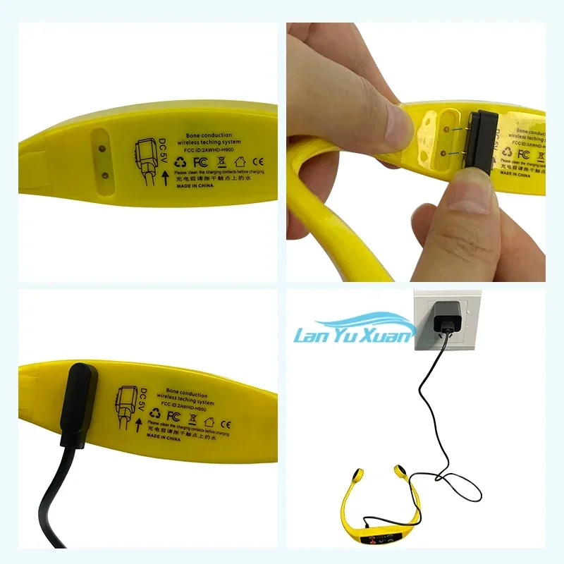 نظام تدريب الاتصالات لمدرب السباحة، سماعة رأس Swimtalk، جهاز إرسال FM، سماعة توصيل العظام