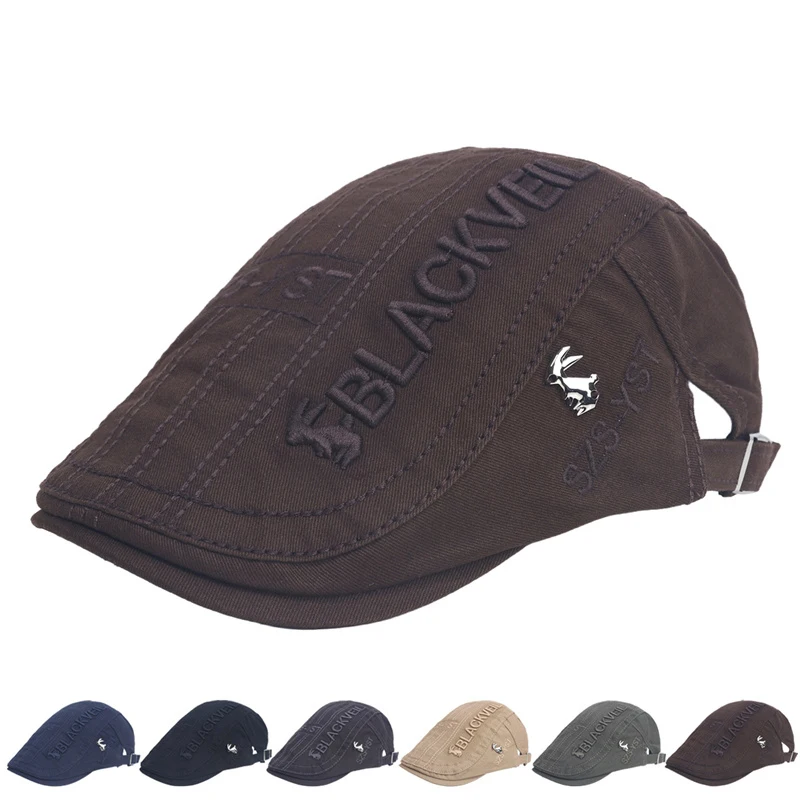 Men Beret Fashion Rabbit Embroidery Flat Caps Spring Summer Visor For Male Fashion Vintage Newsboy Cap Casual Berets Adjustable