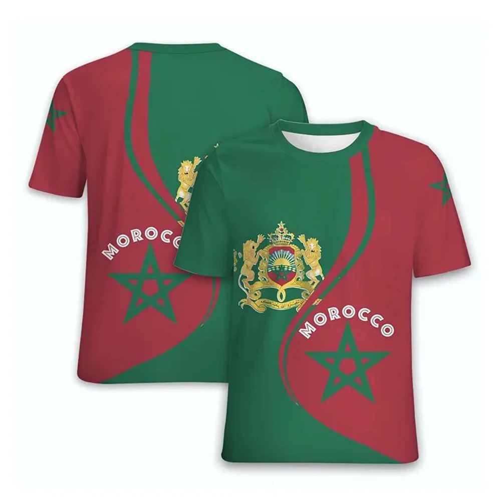 Morocco T-Shirts Moroccan Flag Emblem 3D Printed Men Women Casual Fashion Oversized Short Sleeve T Shirt Kids Tees Tops Clothing