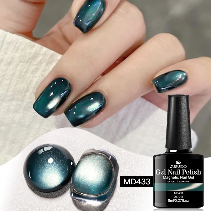 MSRUIOO 8ml gato verde oscuro esmalte de uñas de Gel magnético gema brillo Gel de remojo Otoño Invierno colección de Navidad adecuado para salón