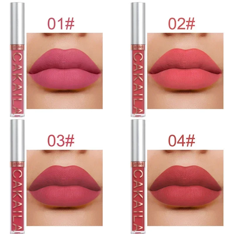 6-delige lippenstiftset Matte lipgloss Waterdicht Langdurig Lipglazuur Tint Vloeibare lippenstift Anti-aanbak Cup Make-up Schoonheid Cosmetica