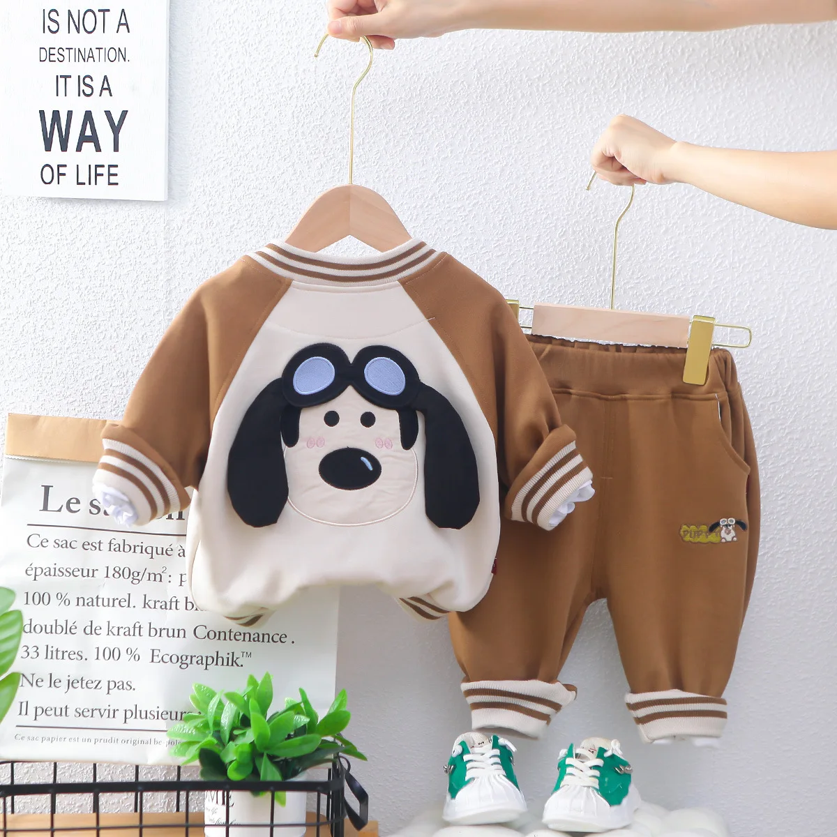 2025 Boys Baseball 3PCS Clothes Set Spring Autumn Cute Cartoon Coat Cotton Shirt Striped Pants Suit Toddler Boys Outfits