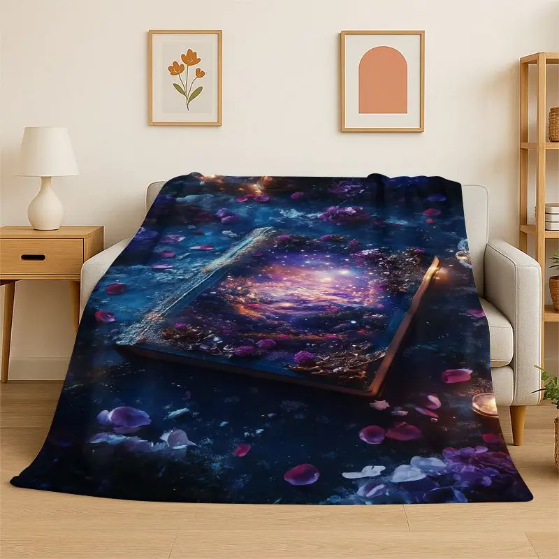 Magic Book Library Bookshelf Flannel Blanket Soft Throw Blanket for Bedroom Living Room Bed Travel Camping Picnic Nap Cover Gift